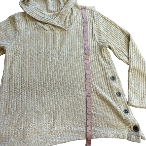 Soft Surroundings Asymptomatic Button Hooded Sweater Cream Color Women’s Small - Picture 9 of 11